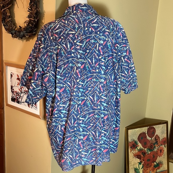 Vtg 90s KAHALA HAWAIIAN ISLANDS sz XXL Fish Lure ButtonFront Cotton Hawaii USA - Picture 6 of 16